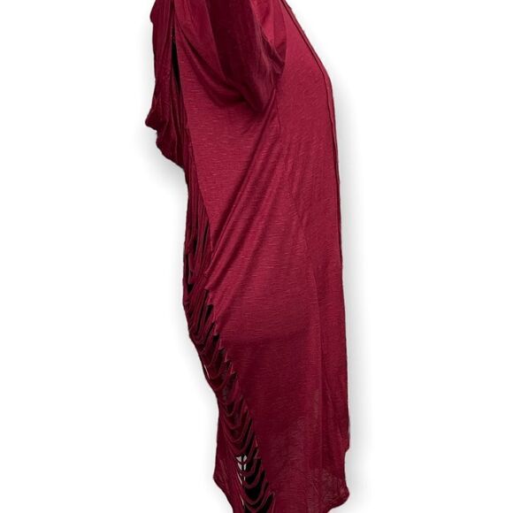 Fury Distressed Cutout Duster Cardigan Women's Small Burgundy Boho Casual NEW - Picture 6 of 9
